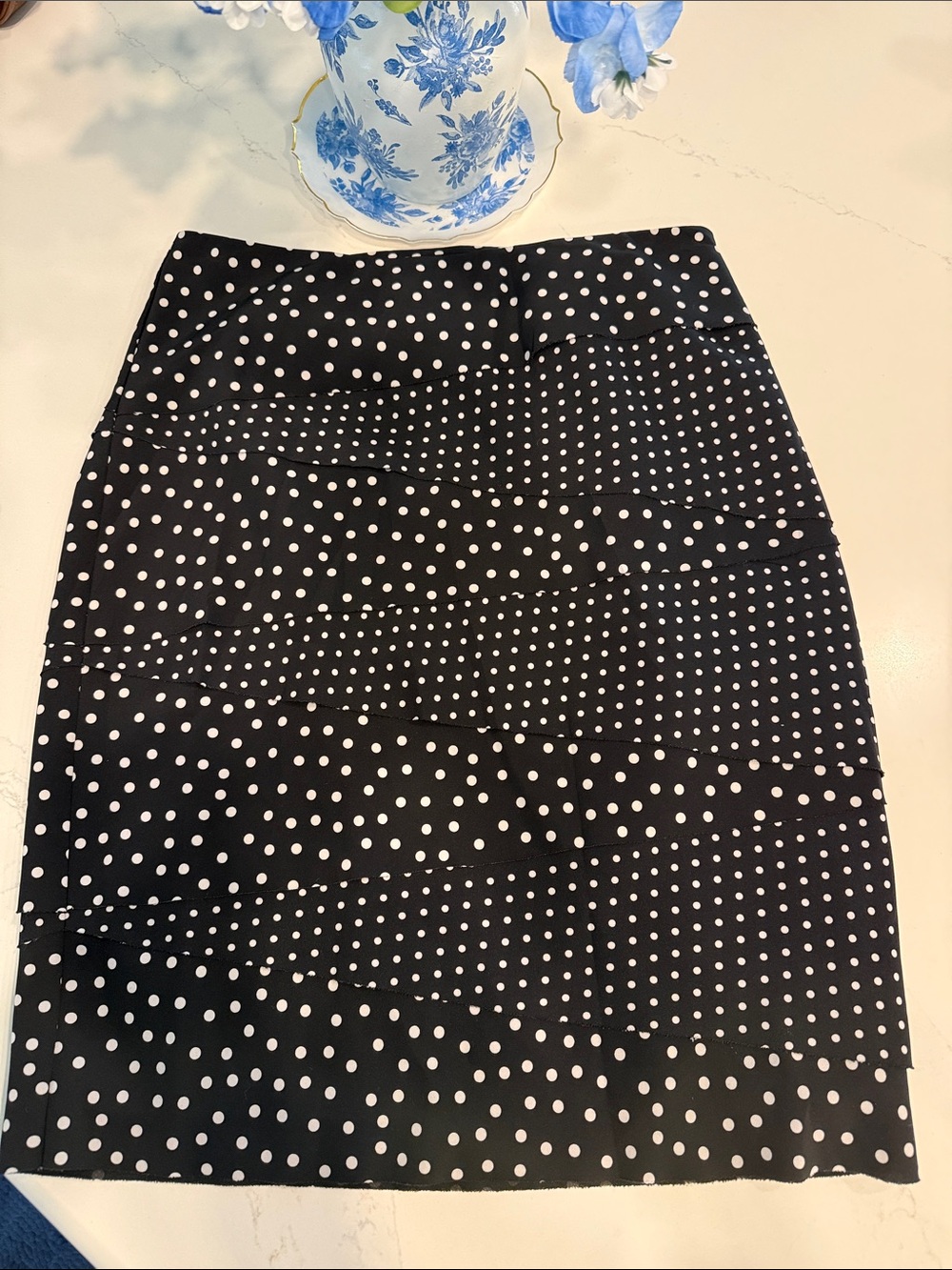 White House Black Market Black and White Polka Dot Pencil Skirt